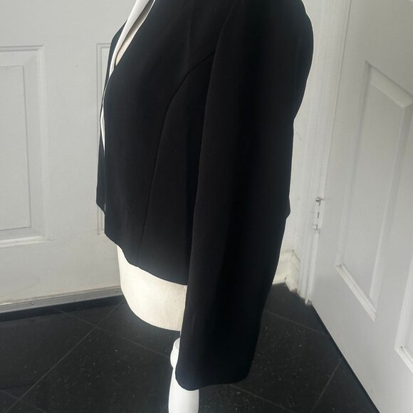 VTG 90s Jessica Howard Cropped Blazer – Black w/ White Contrast Piping, USA Sz 8 - Picture 5 of 14